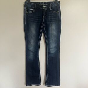 Women’s Vanity Dark Wash Slim Bootcut Jeans Size 28 X 35 Contrast Stitch